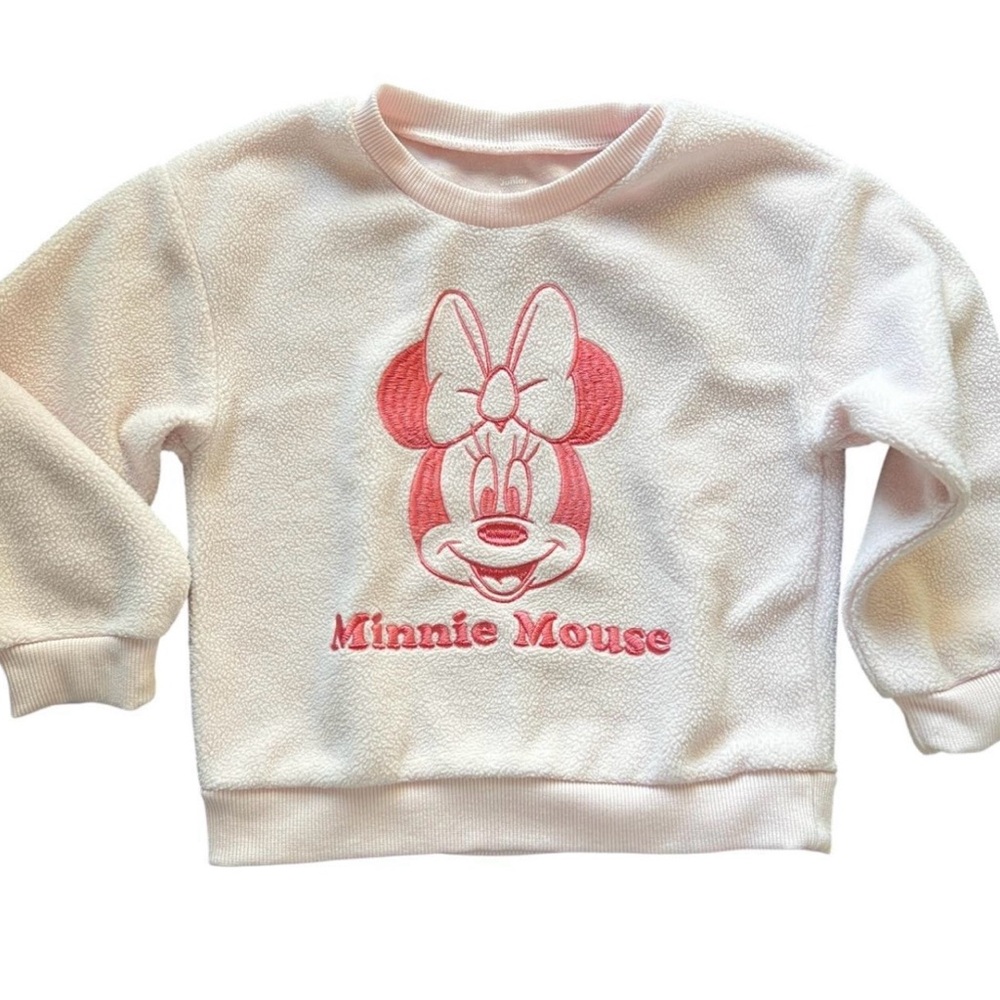 Disney Junior Minnie Mouse Light Pink Fleece Pullover Sweatshirt Toddler Size 4T